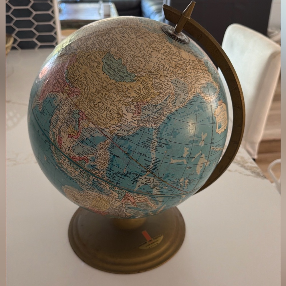 Vintage 12” Cram’s Scope-O-Sphere Globe with Gold Base